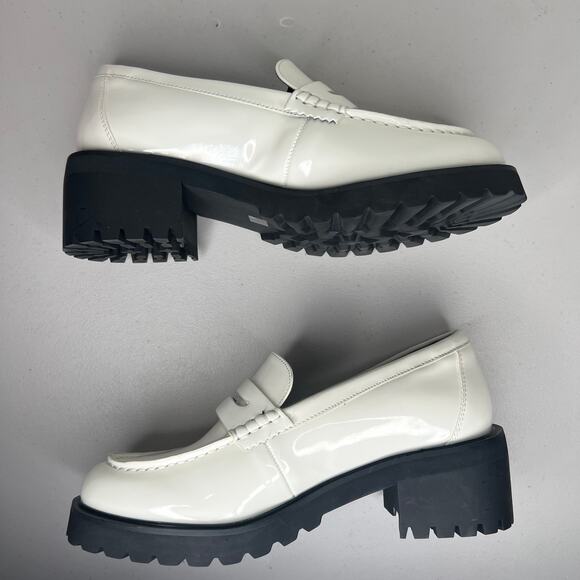 Lane Bryant White Patent Lug Sole Loafers Size 9W - Picture 4 of 11